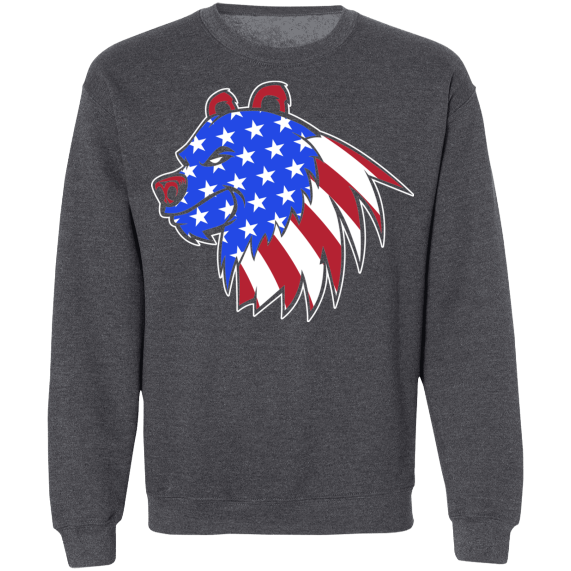 Grizzly North American Bear American Flag USA Crewneck Sweatshirt