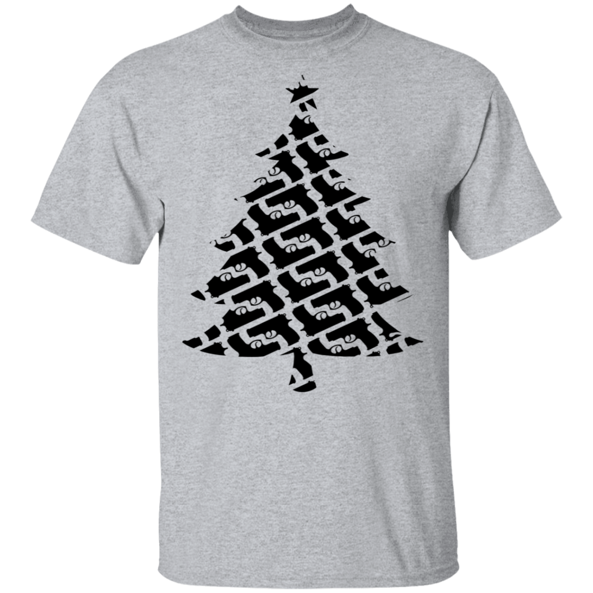 Handgun Pistol Firearm Christmas Tree T-Shirt