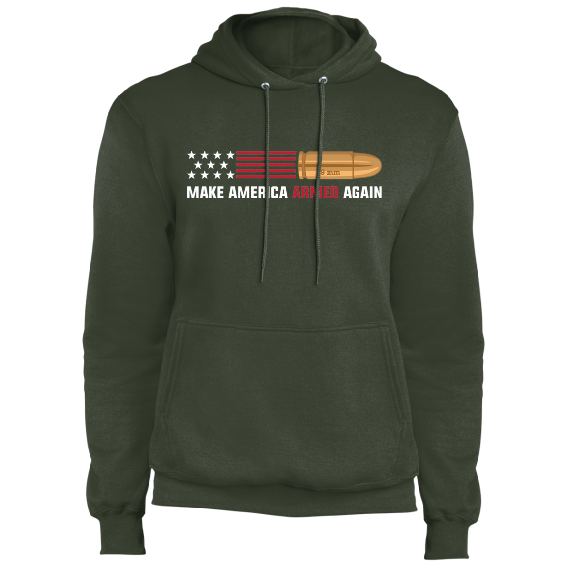 9mm Make American Armed Again Bullet American Flag USA Pullover Hoodie
