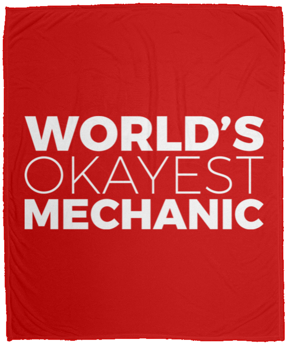 World's Okayest Mechanic Funny Automotive Fleece Blanket - 50x60