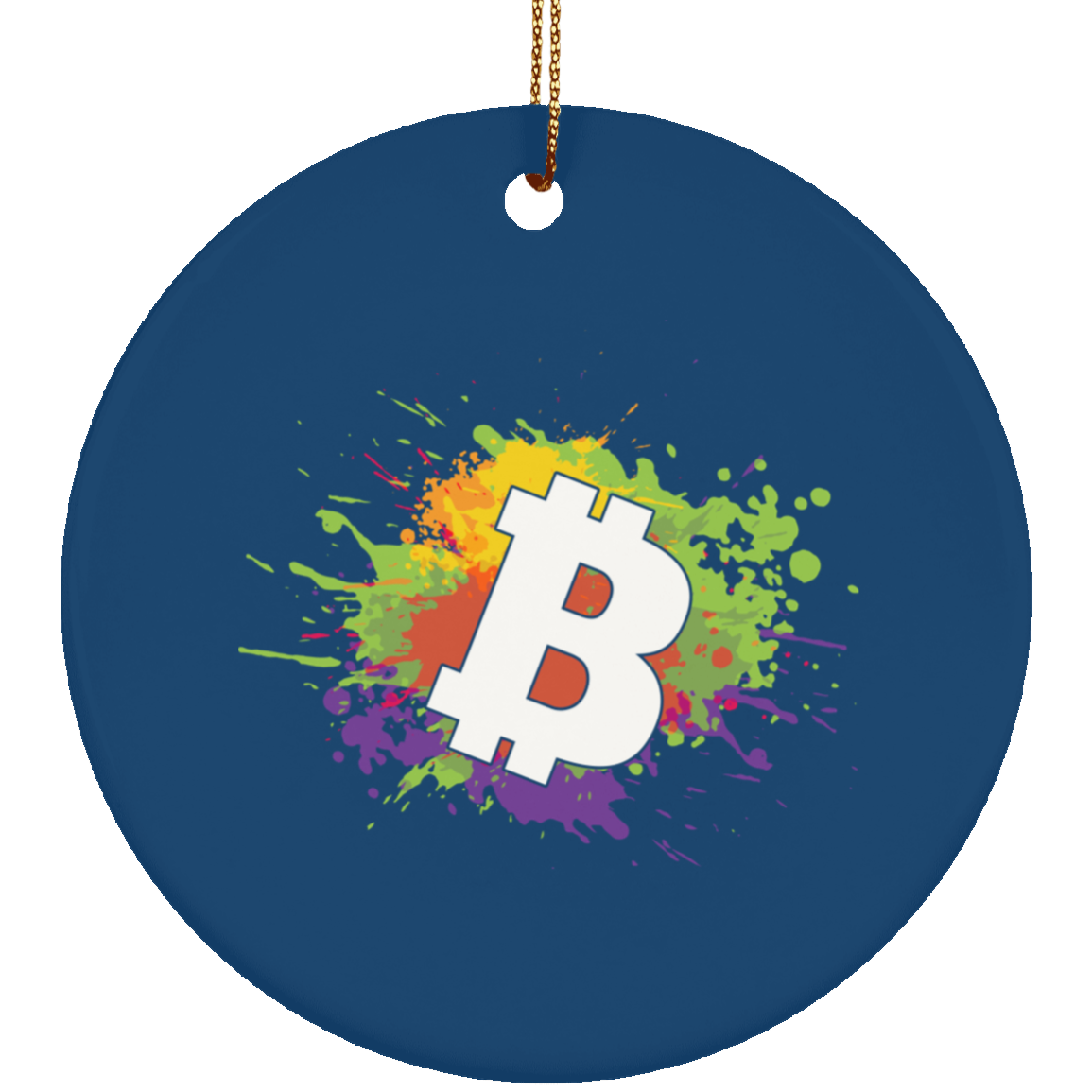 Bitcoin Splatter Paint Christmas Ornament