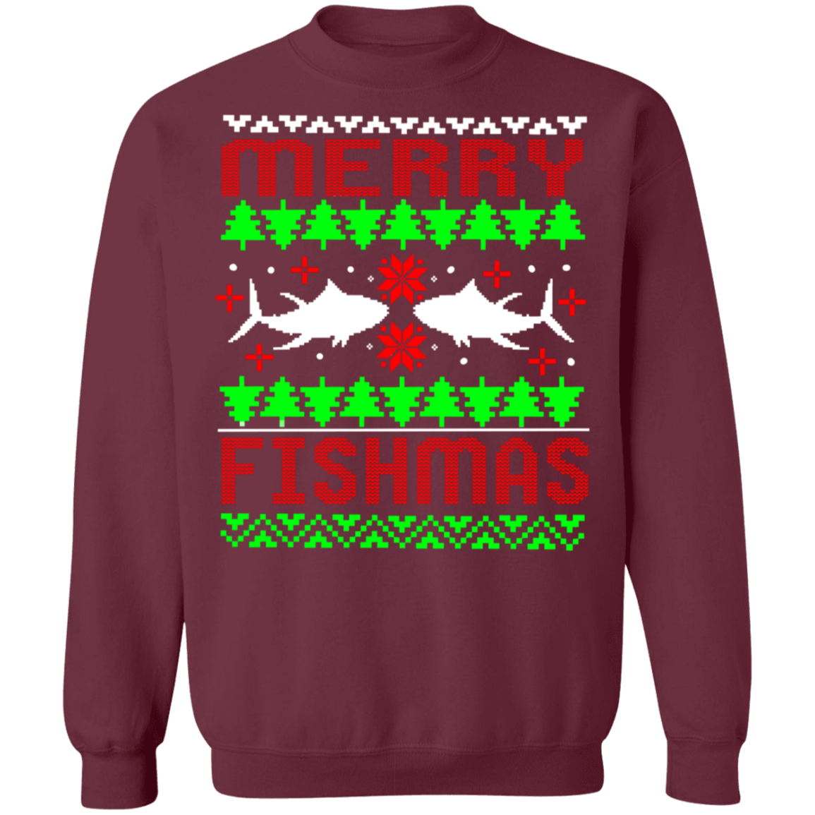 Merry Fishmas Saltwater Ugly Christmas Crewneck Sweatshirt