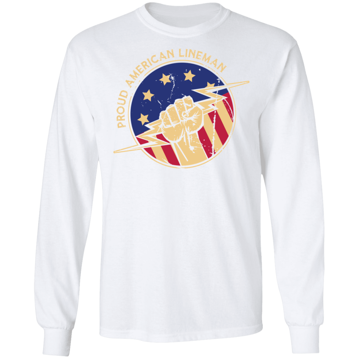 Proud American Lineman Flag Long Sleeve T-Shirt
