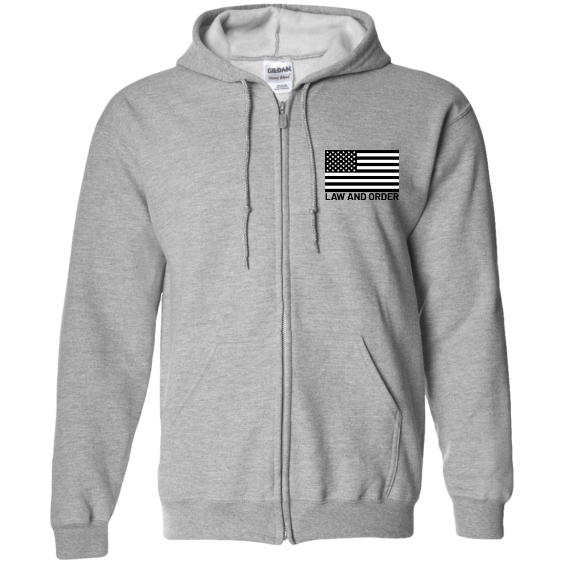 Law and Order American Flag Zip Up Hooded Sweatshirt