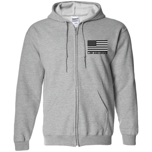 Law and Order American Flag Zip Up Hooded Sweatshirt
