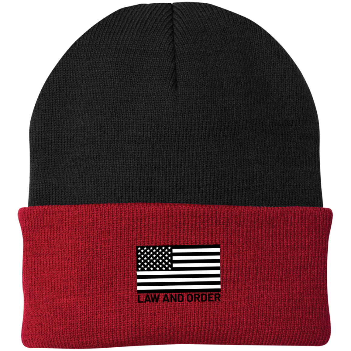 Law and Order American Flag Beanie Cap