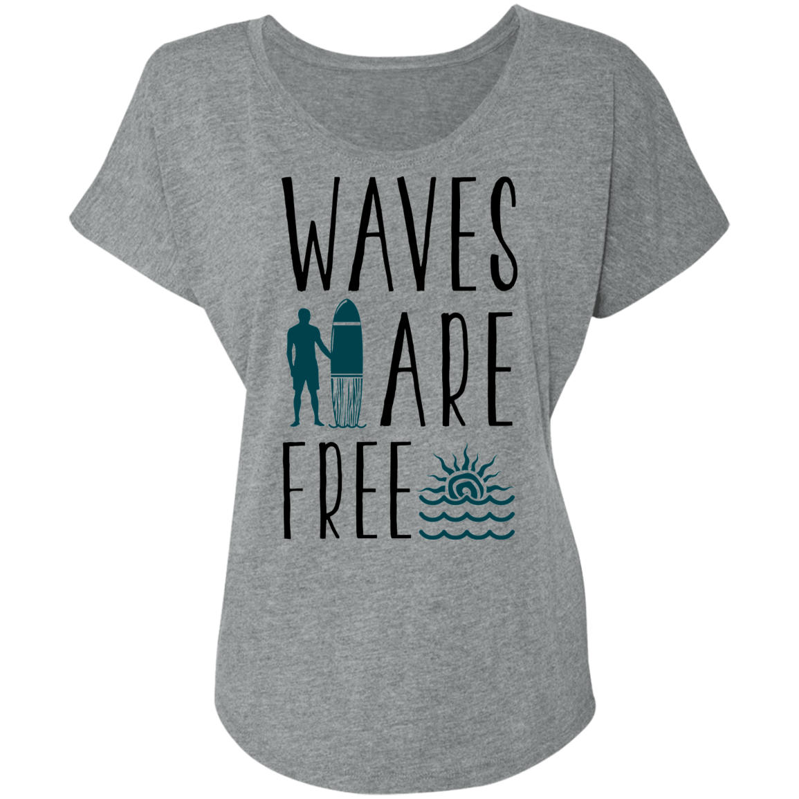 Waves Are Free Beach Surfing Women's Dolman Sleeve
