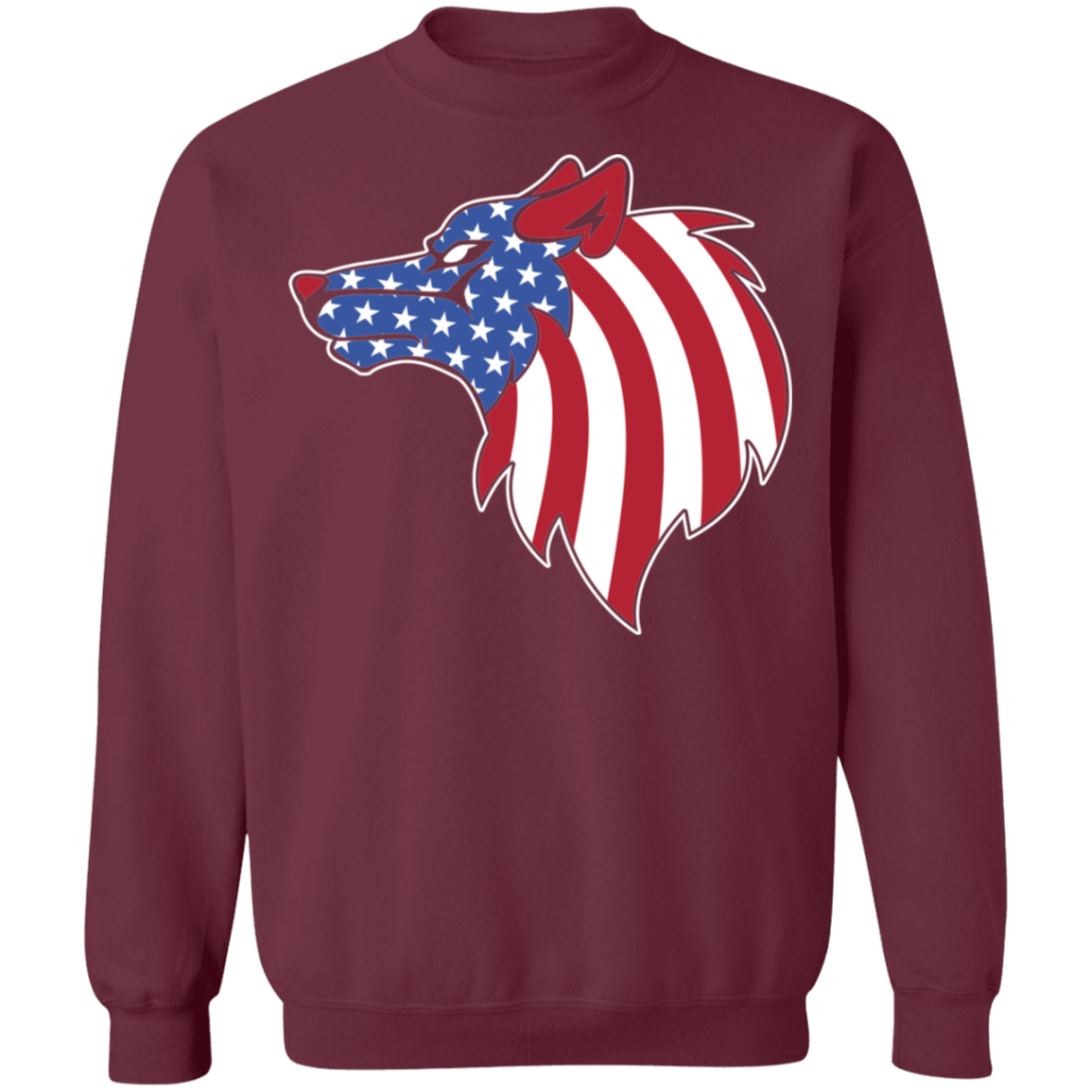 Wolf American Flag USA Crewneck Sweatshirt