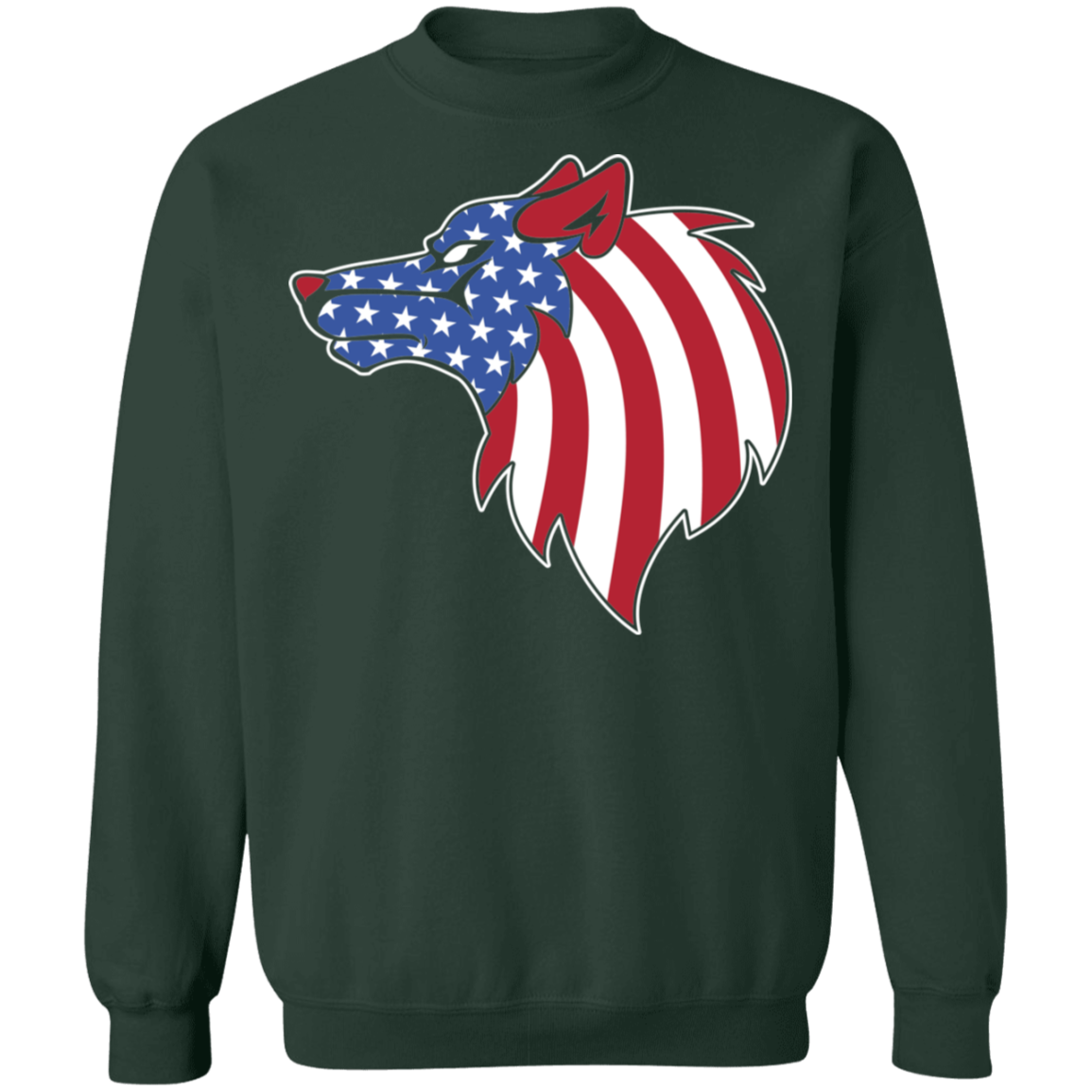 Wolf American Flag USA Crewneck Sweatshirt