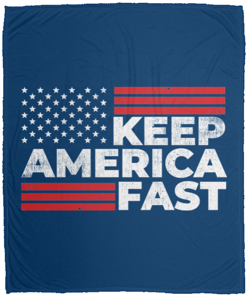Keep America Fast American Flag Racing Fleece Blanket - 50x60