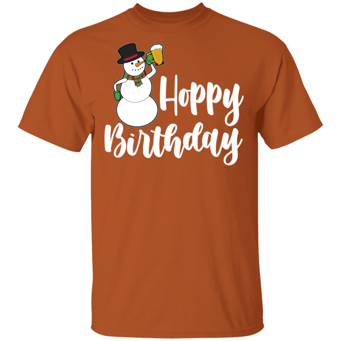 Hoppy Birthday Snowman Beer Funny Christmas T-Shirt