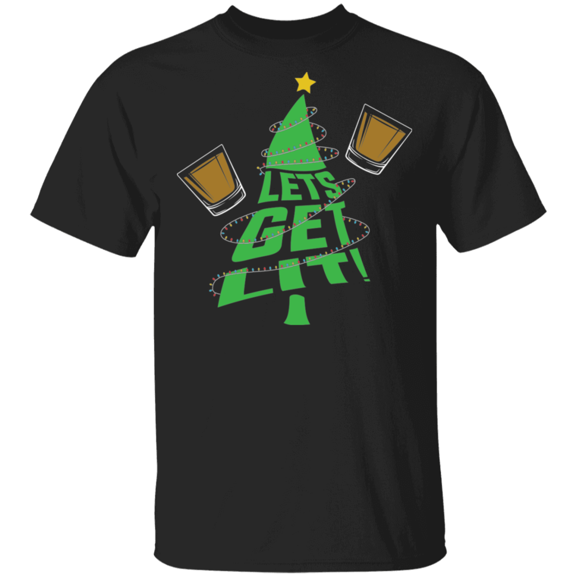 Lets Get Lit! Christmas Tree Ugly Christmas T-Shirt
