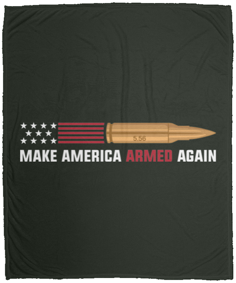 5.56 Make American Armed Again Bullet Flag Fleece Blanket - 50x60