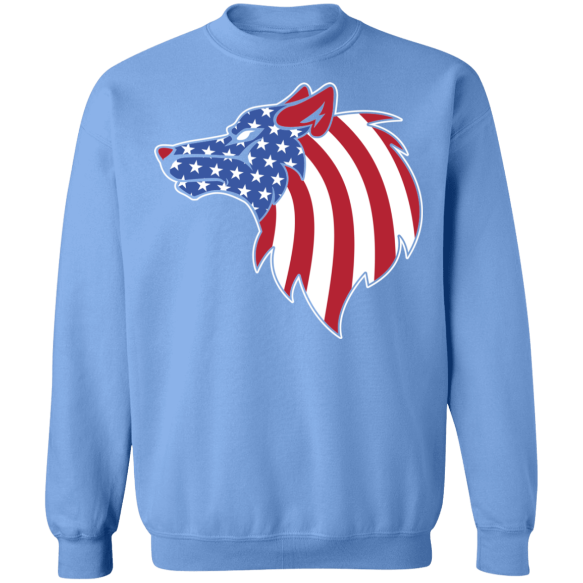 Wolf American Flag USA Crewneck Sweatshirt
