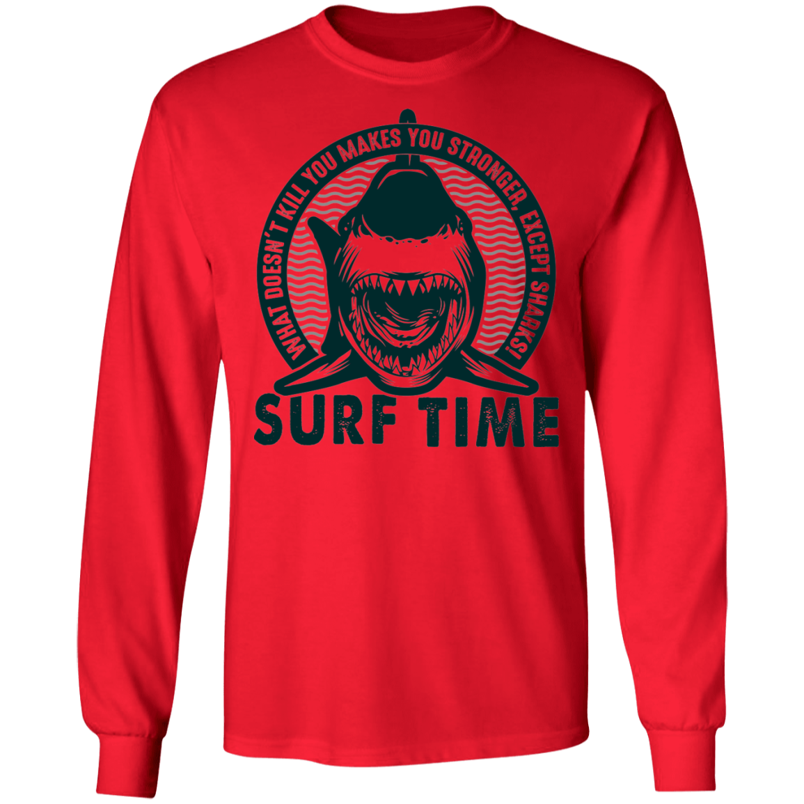 Surf Time Great White Shark Long Sleeve T-Shirt