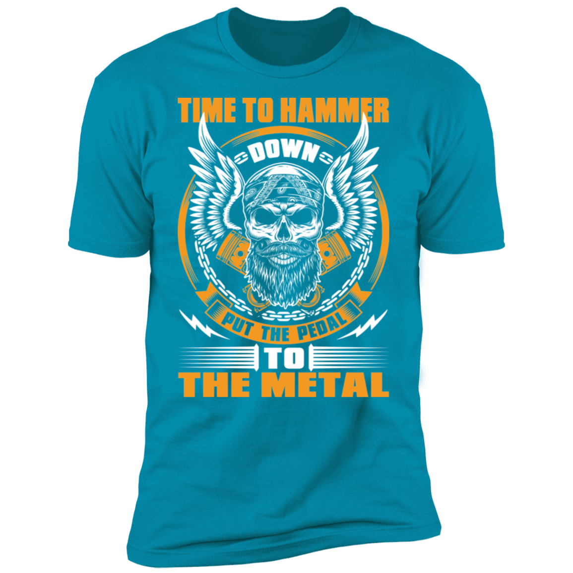 Hammer Down Pedal to the Metal Bearded Piston Skull Premium Short Sleeve T-Shirt