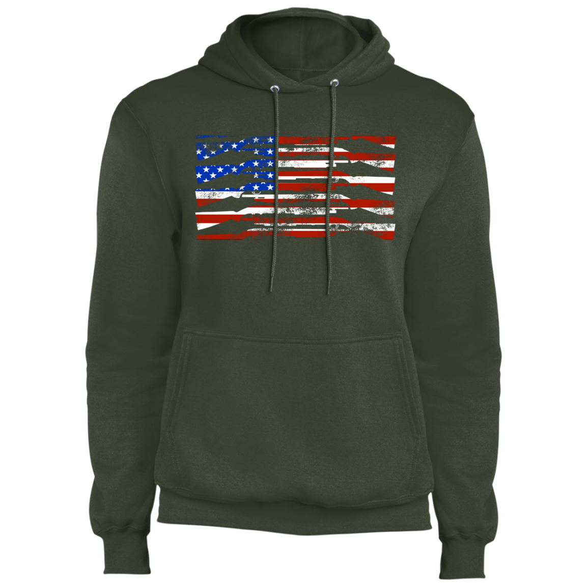 Shotgun Firearm American Flag Pullover Hoodie