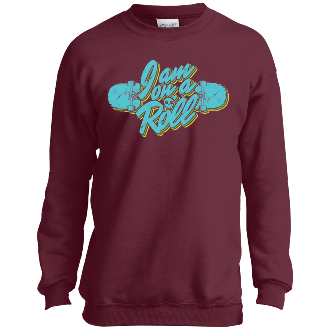 I am on a Roll Skateboarding Skater Youth Crewneck Sweatshirt