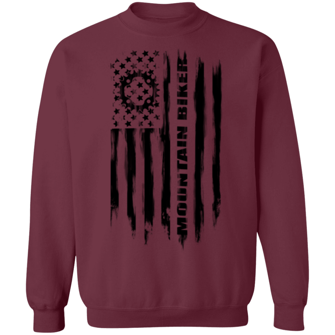 Mountain Biker Biking Cyclist American Flag Crewneck Sweatshirt
