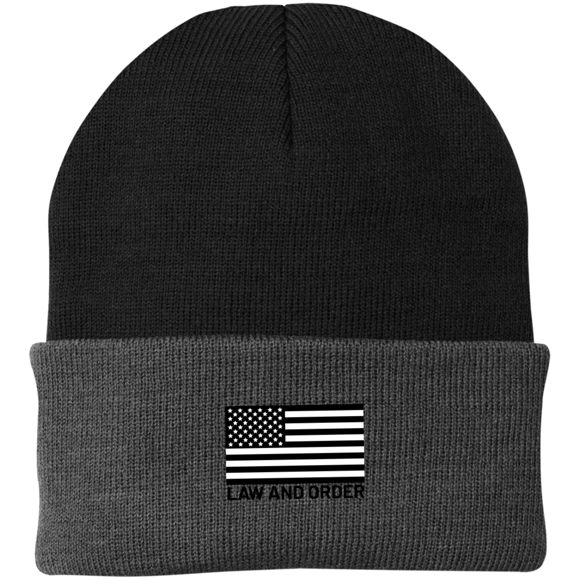 Law and Order American Flag Beanie Cap