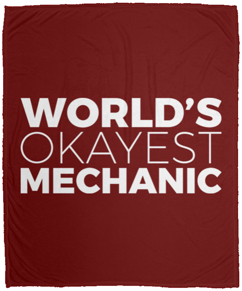 World's Okayest Mechanic Funny Automotive Fleece Blanket - 50x60