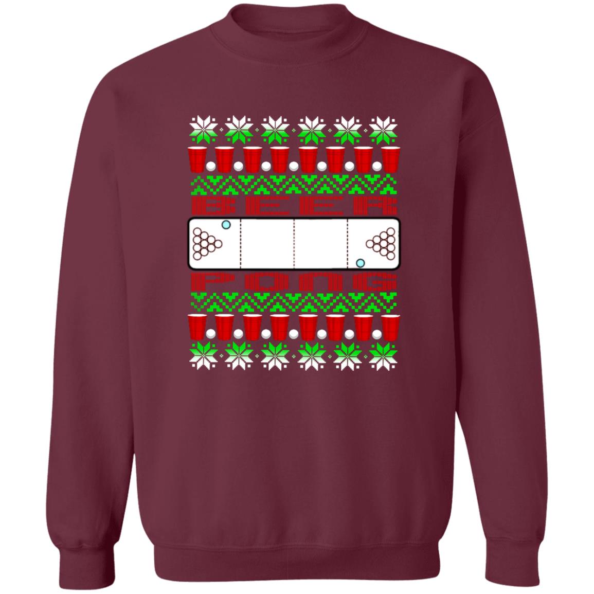 Beer Pong Funny Christmas Crewneck Sweatshirt