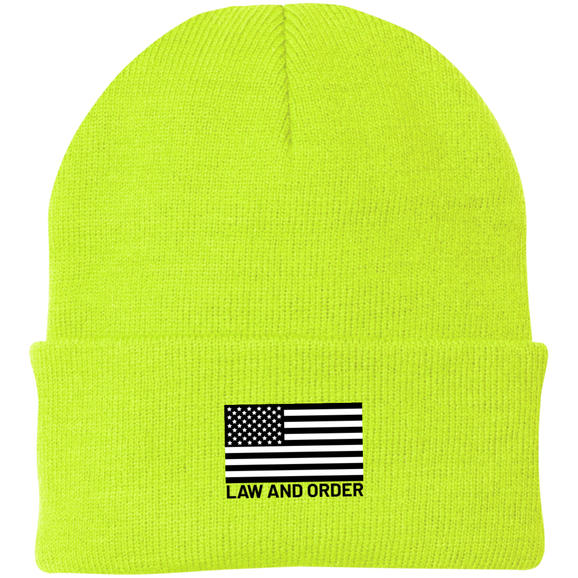 Law and Order American Flag Beanie Cap