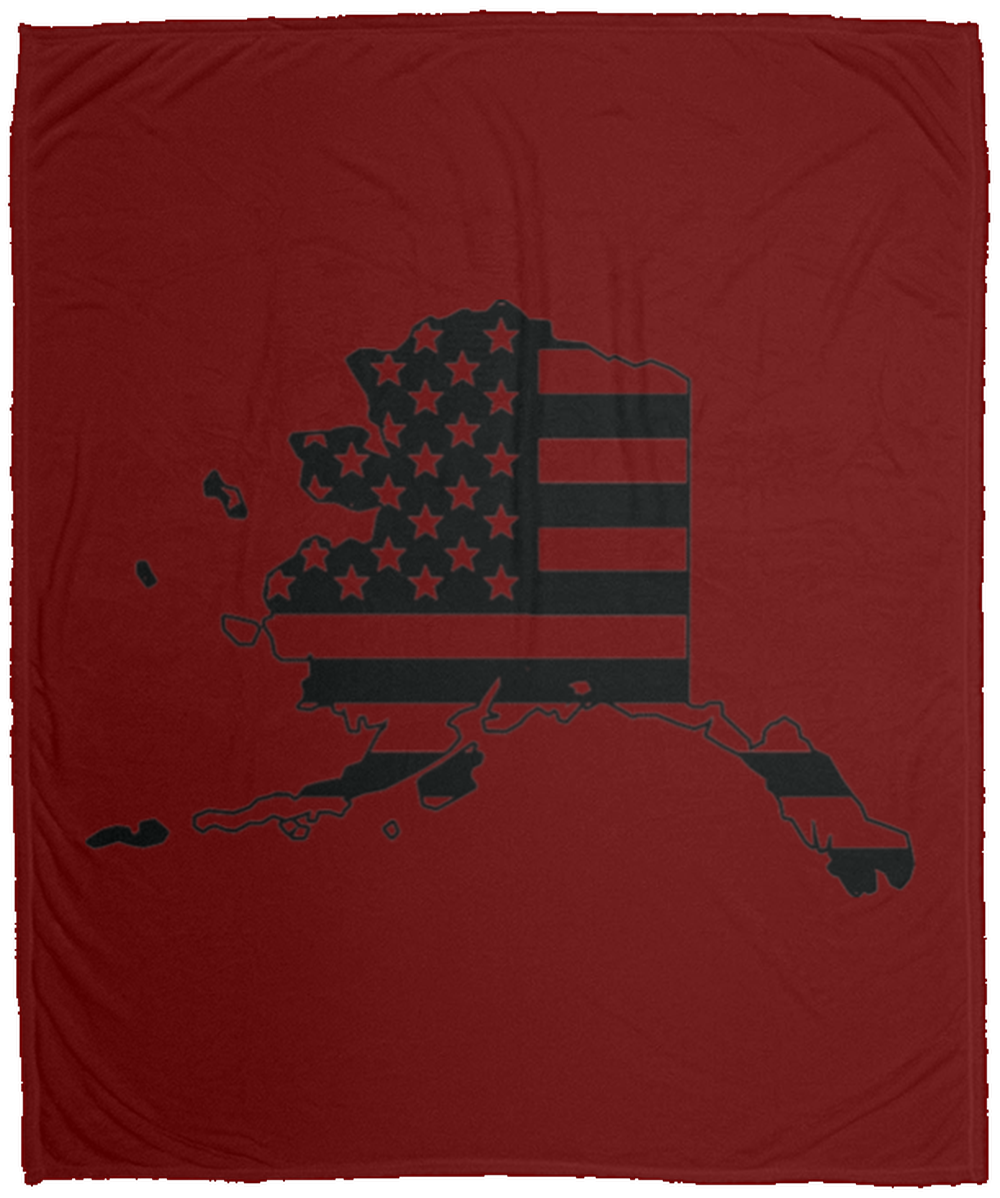 Alaska AK American Flag State Fleece Blanket - 50x60