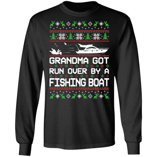 Boat Ugly Christmas Grandma Got Run Over Long Sleeve T-Shirt