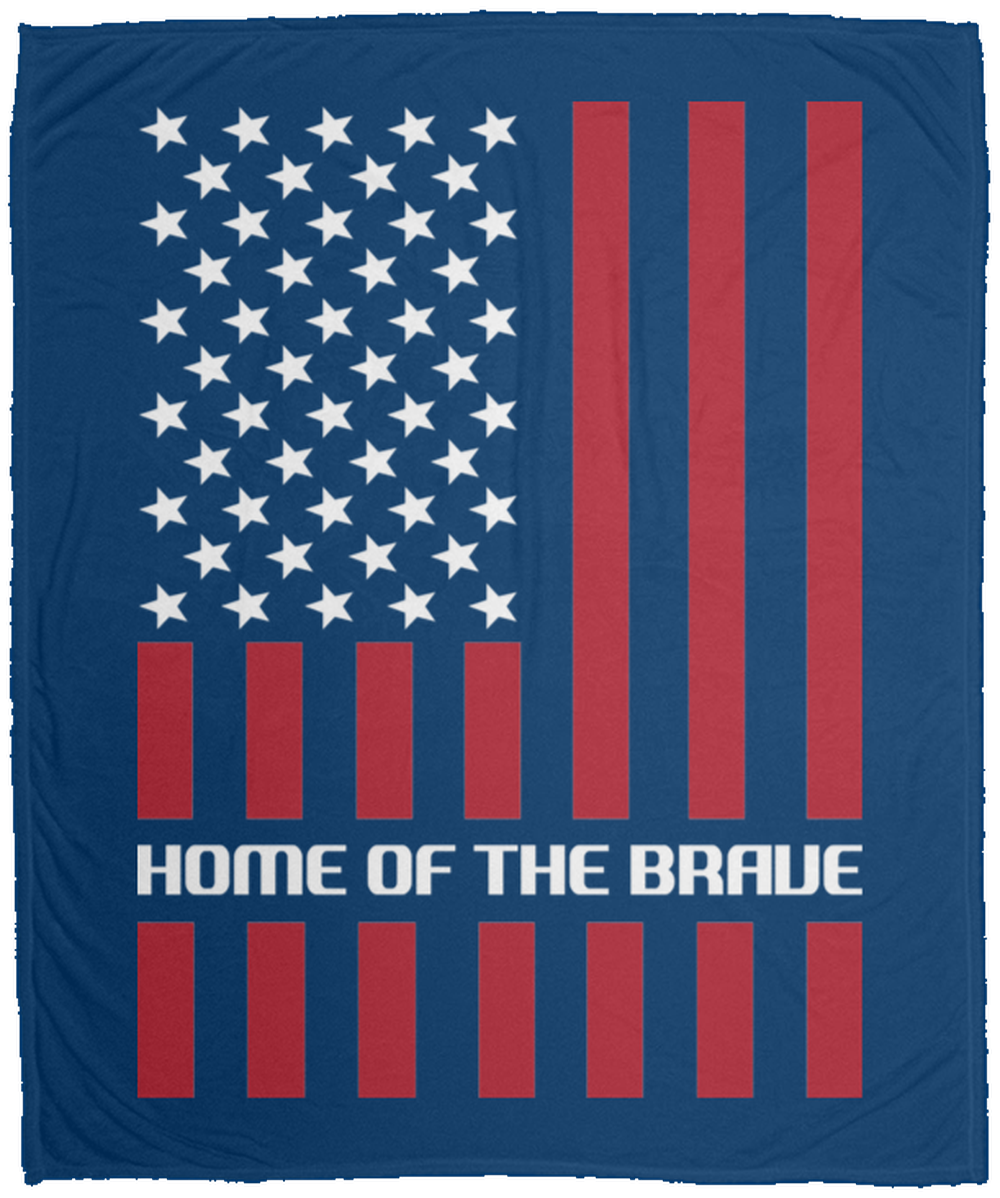 Home Of The Brave American Flag Patriot Fleece Blanket - 50x60