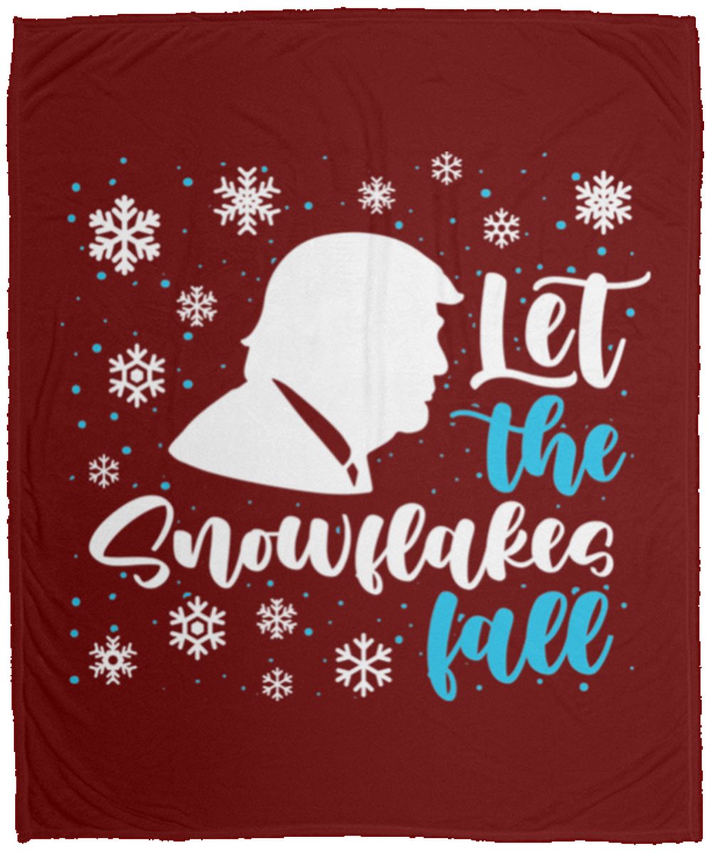 Let The Snowflakes Fall Trump Christmas Fleece Blanket - 50x60