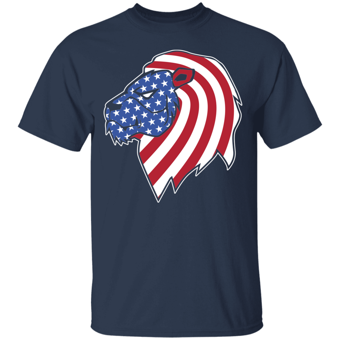 Lion American Flag USA T-Shirt