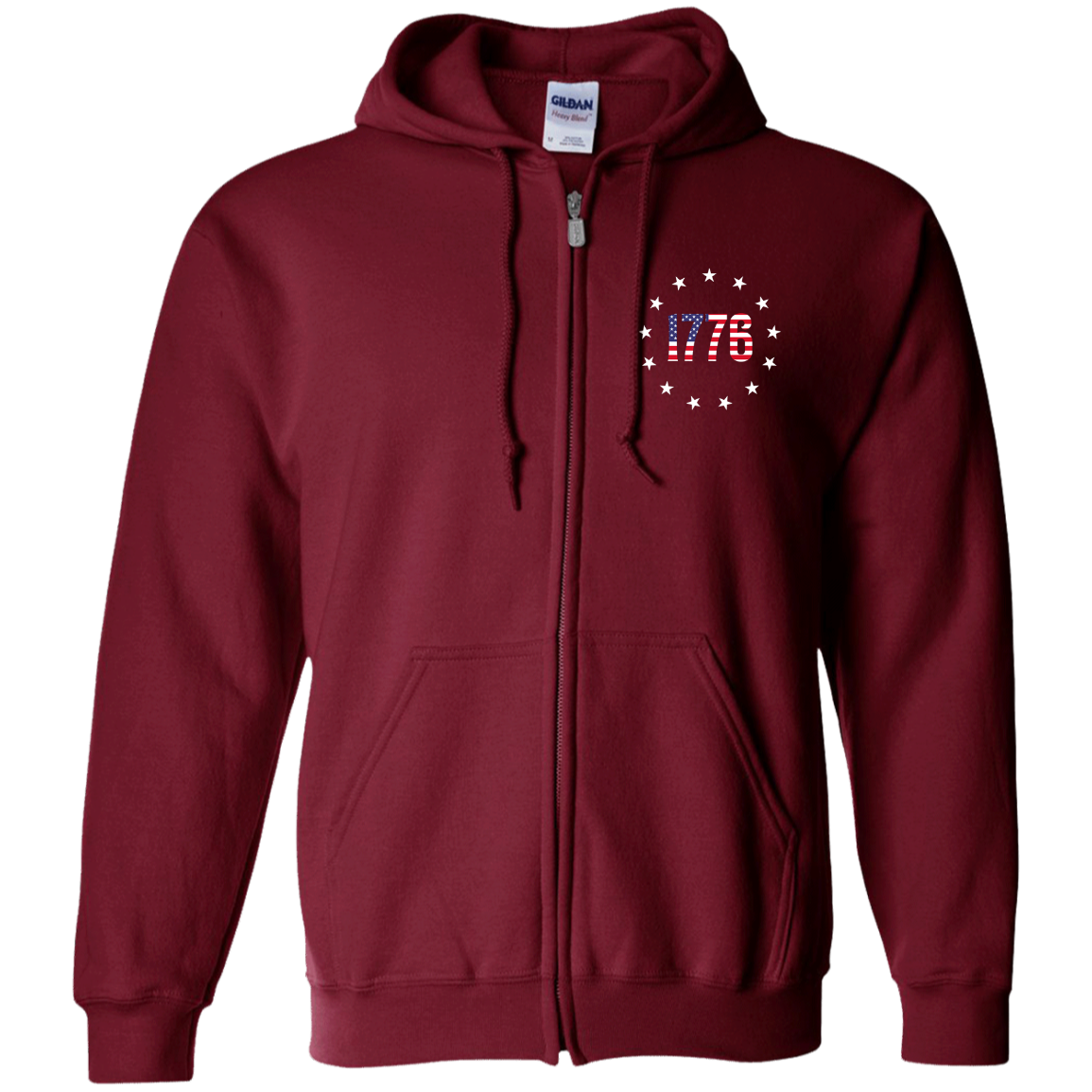 1776 Betsy Ross American Flag Zip Up Hooded Sweatshirt