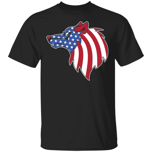 Wolf American Flag USA T-Shirt