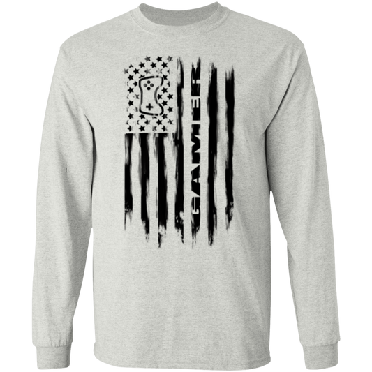 Gamer Video Games Streamer American Flag Long Sleeve T-Shirt