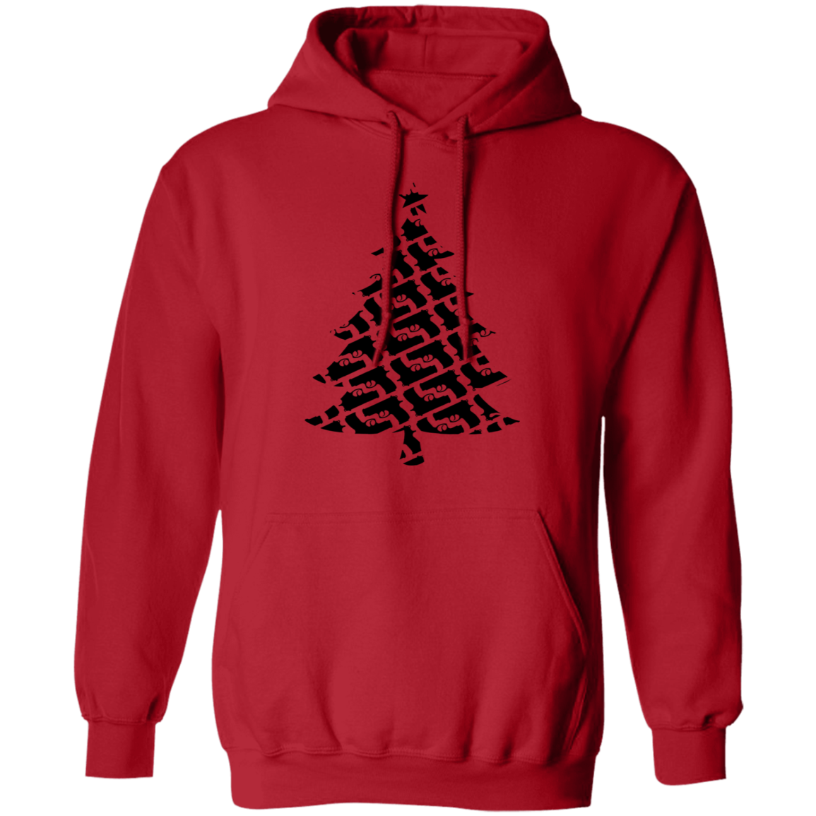 Handgun Pistol Firearm Christmas Tree Ugly Christmas Pullover Hoodie