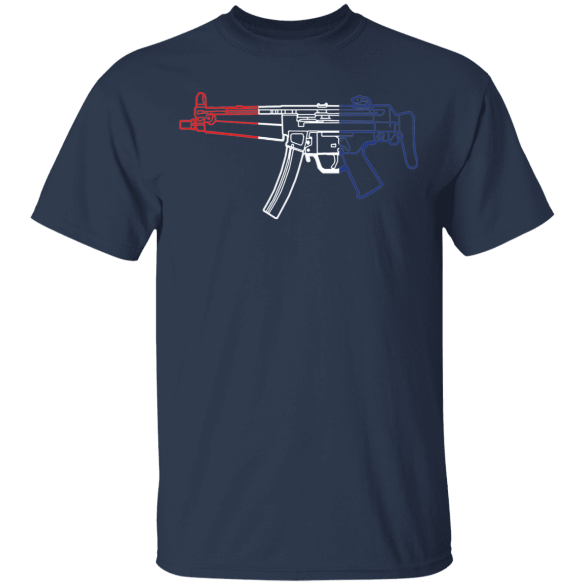 MP5 Firearm Rifle Red White Blue T-Shirt