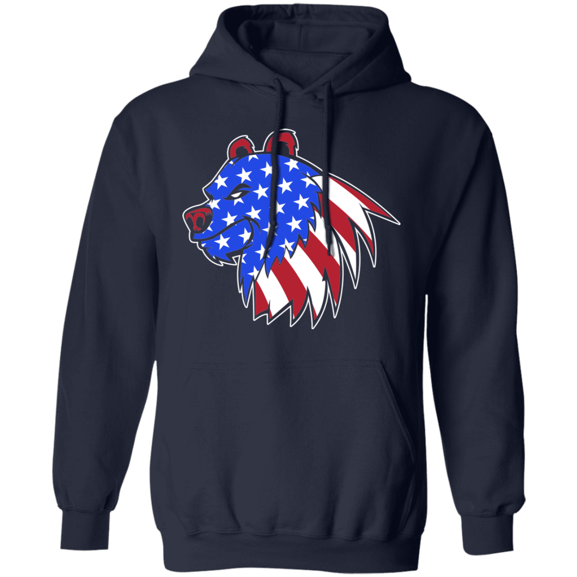 Grizzly North American Bear American Flag USA Pullover Hoodie