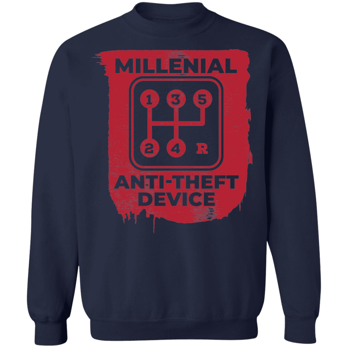 Millennial Anti-Theft Device Manual Stick Shift 5-Speed Crewneck Sweatshirt