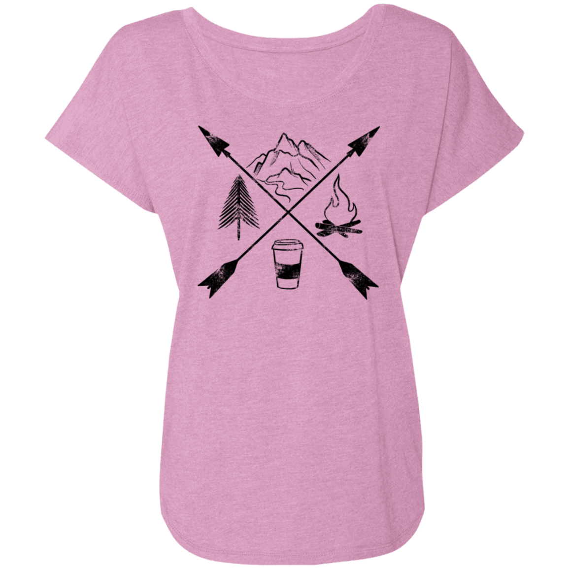 Hiking Camping Outdoor Coffee Women's Dolman Sleeve