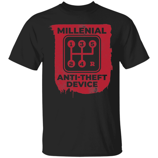 Millennial Anti-Theft Device Manual Stick Shift 5-Speed T-Shirt
