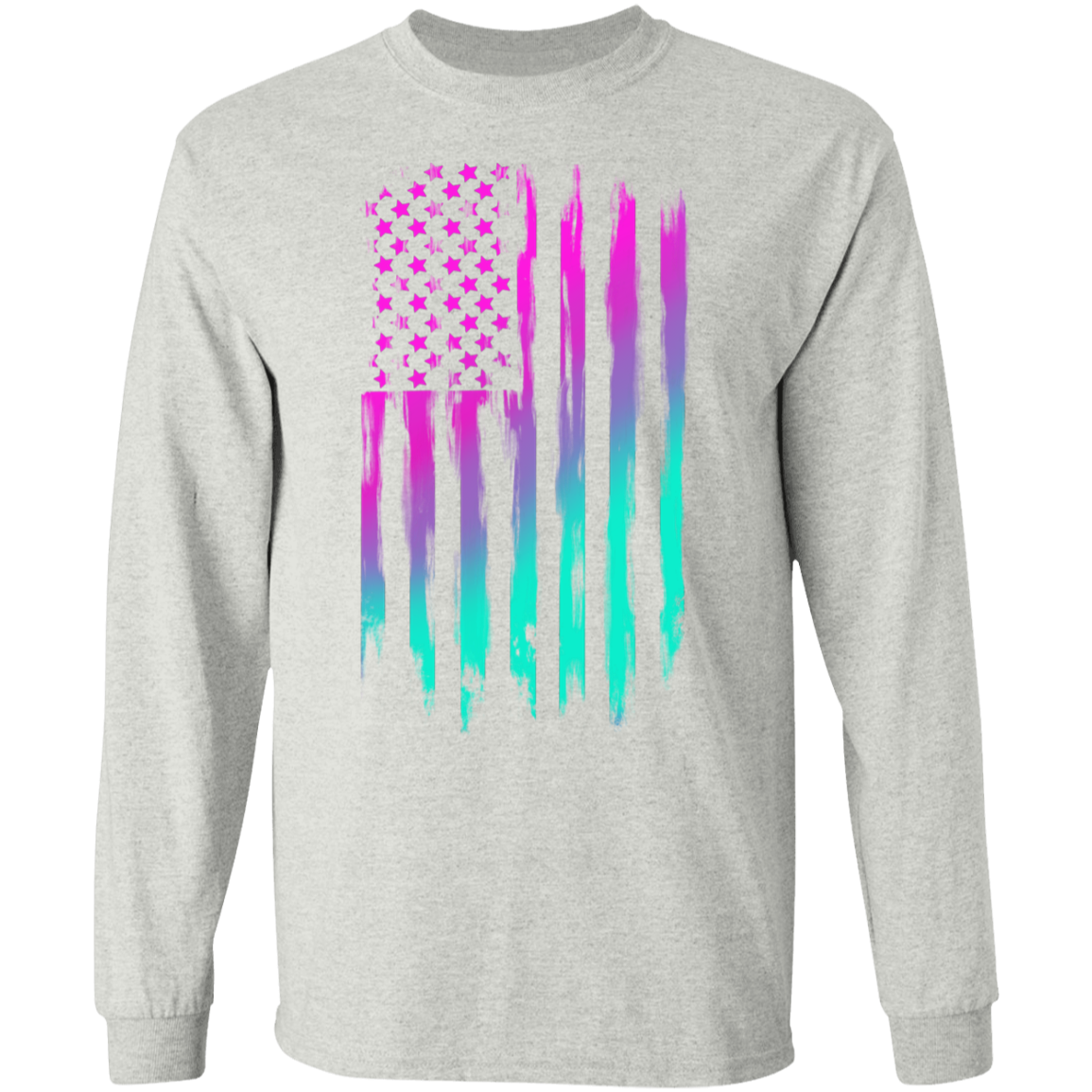 American Flag 80's Retro Long Sleeve T-Shirt