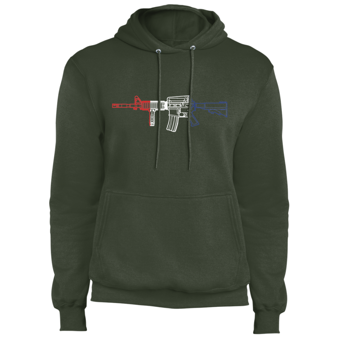 AR-15 Firearm Rifle Red White Blue Pullover Hoodie