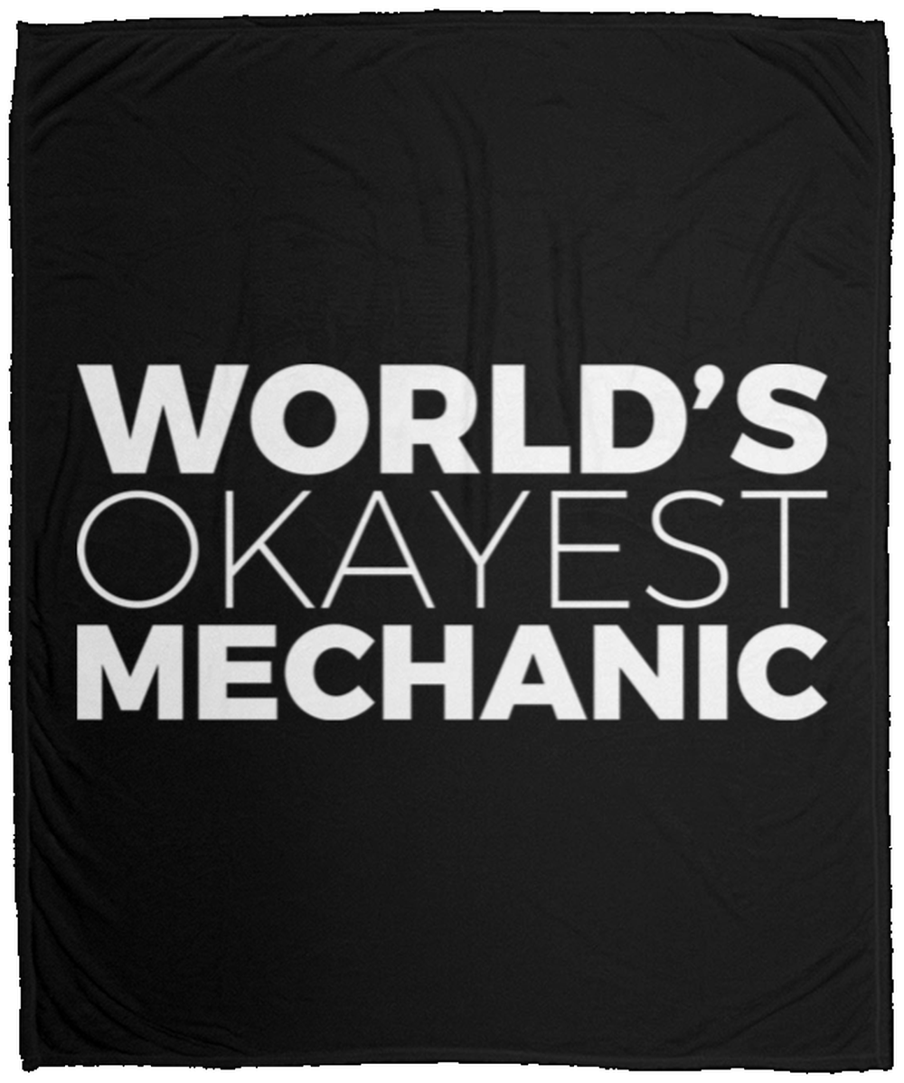 World's Okayest Mechanic Funny Automotive Fleece Blanket - 50x60