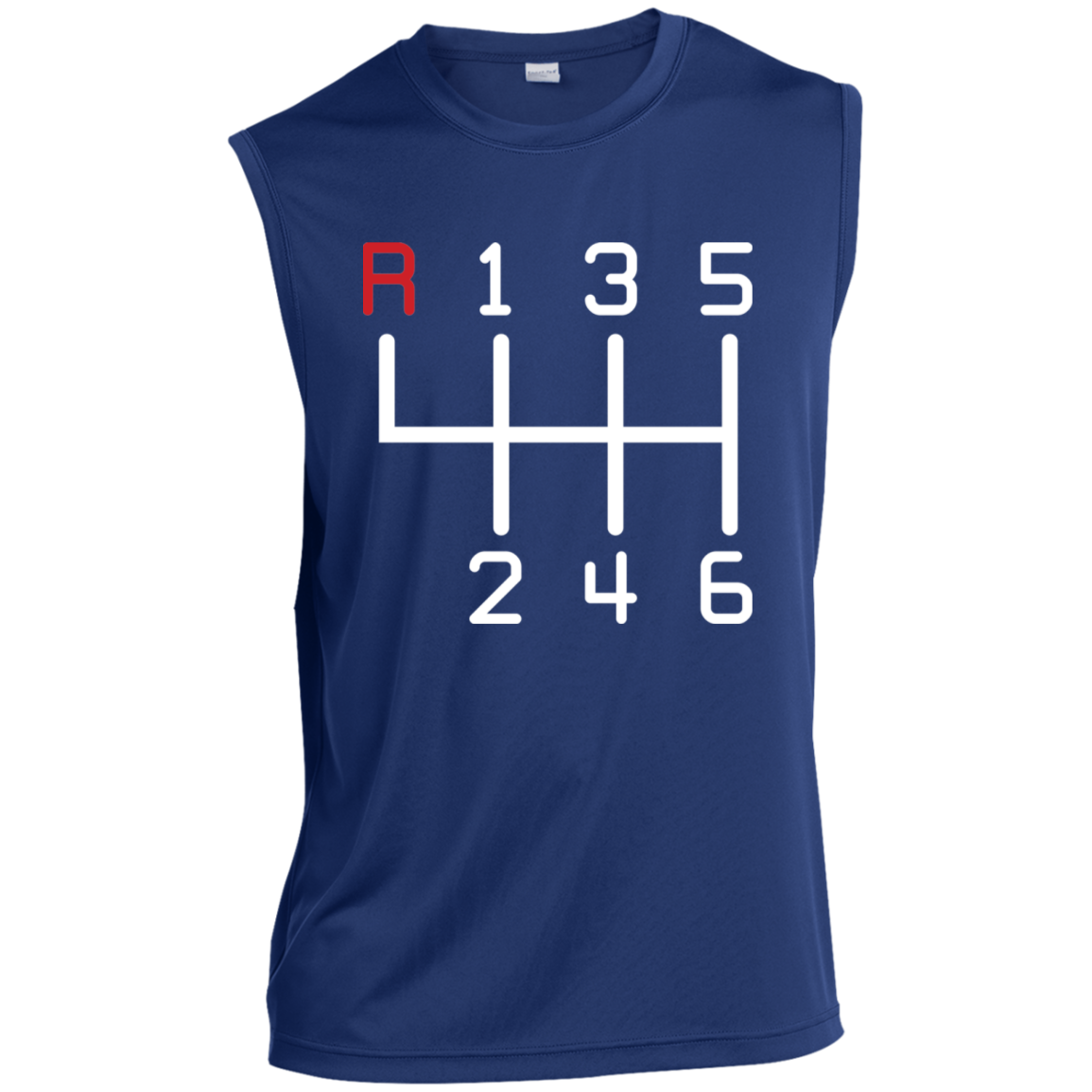 6 Speed Manual Stick Shift Sleeveless Performance T-Shirt