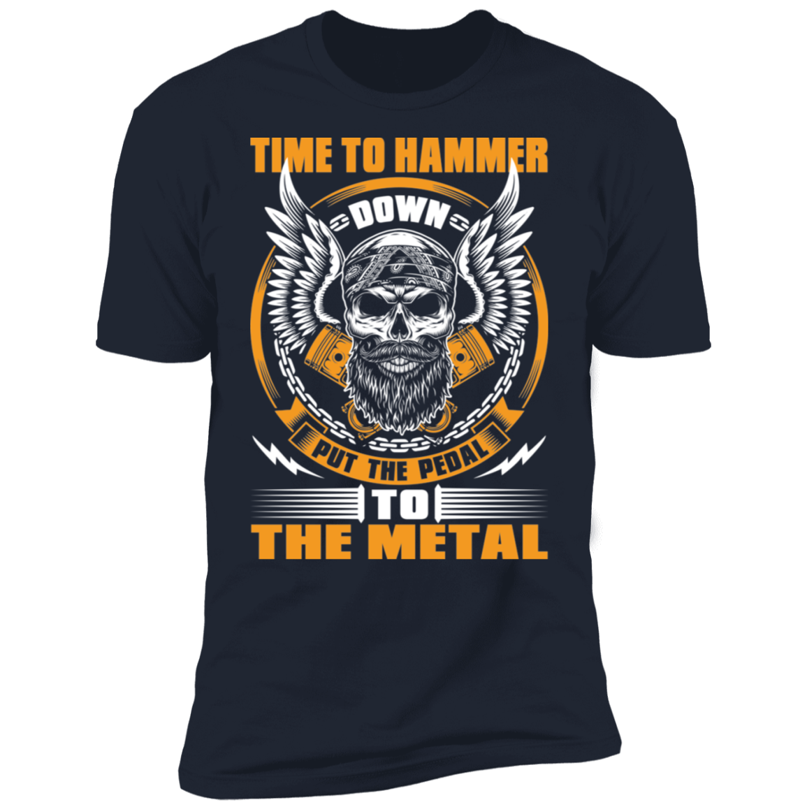 Hammer Down Pedal to the Metal Bearded Piston Skull Premium Short Sleeve T-Shirt