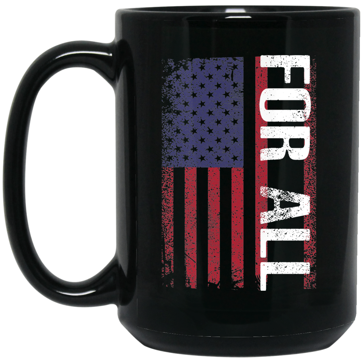 Wheel Spin Addict 15 oz Mug, For All American Flag Black Mug
