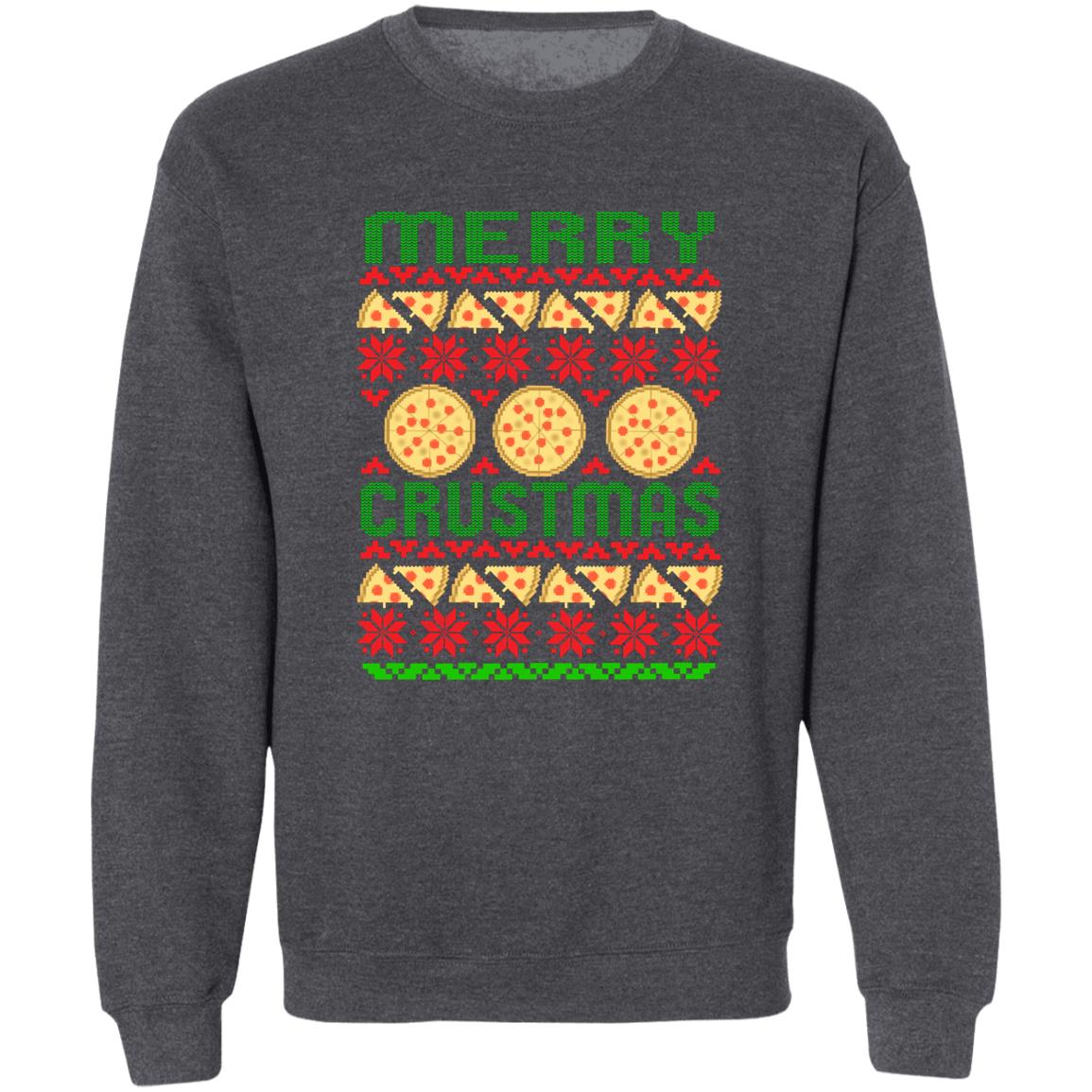 Merry Crustmas Pizza Funny Christmas Crewneck Sweatshirt