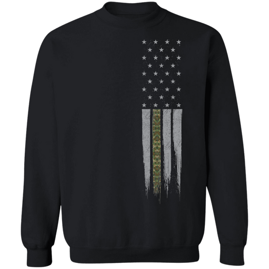 Military Camo Thin Line American Flag Crewneck Sweatshirt