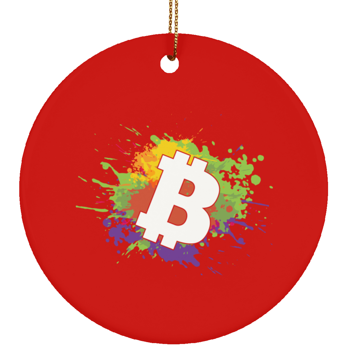Bitcoin Splatter Paint Christmas Ornament